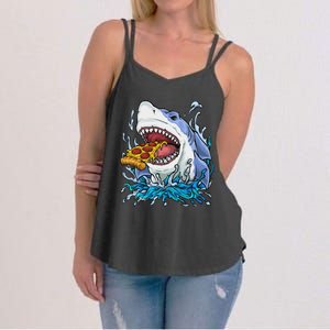 Shark Eating Pizza Women's Strappy Tank