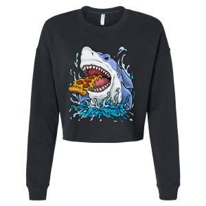 Shark Eating Pizza Cropped Pullover Crew