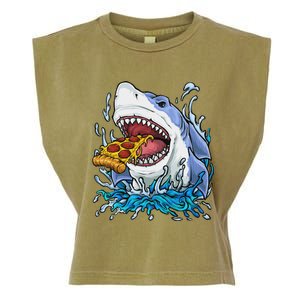 Shark Eating Pizza Garment-Dyed Women's Muscle Tee