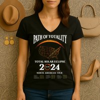 Solar Eclipse Path Of Totality Solar Eclipse April 8 2024 Women's V-Neck T-Shirt
