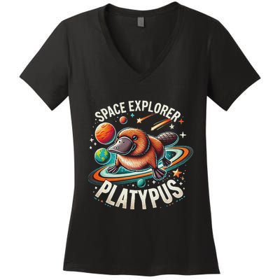 Space Explorer Platypus Platypus VenomPlatypus Flosser Women's V-Neck T-Shirt