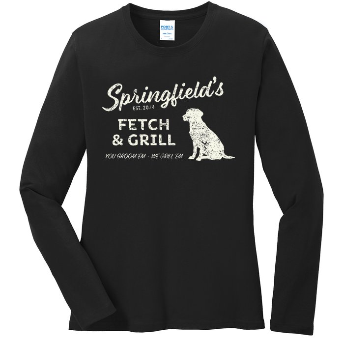 Springfield Eating Pets Fetch & Grill Ladies Long Sleeve Shirt