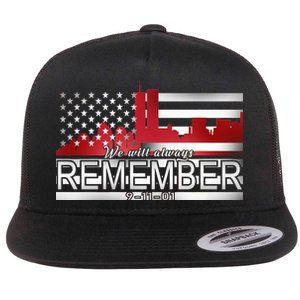 September 11th We Will Always Remember 9-11-01 Flat Bill Trucker Hat