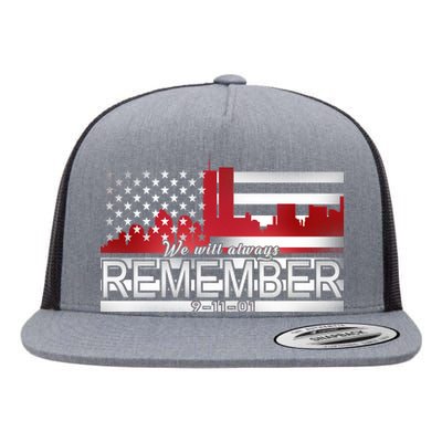 September 11th We Will Always Remember 9-11-01 Flat Bill Trucker Hat