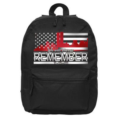 September 11th We Will Always Remember 9-11-01 16 in Basic Backpack