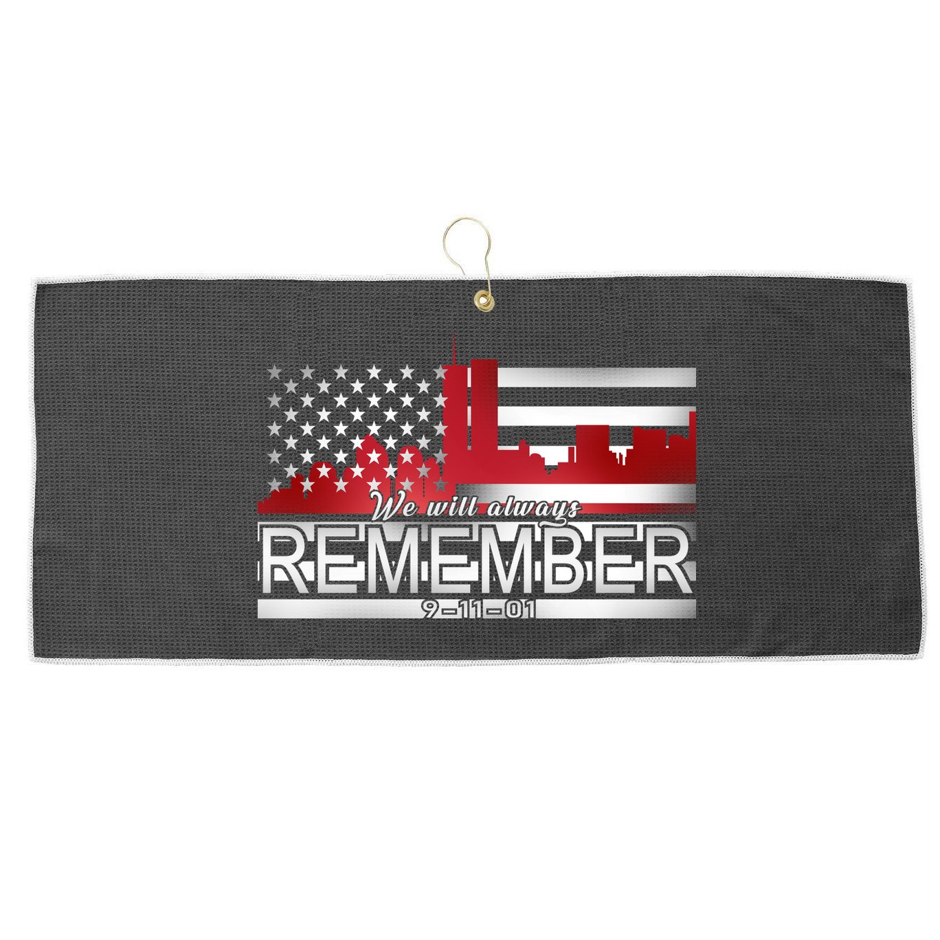September 11th We Will Always Remember 9-11-01 Large Microfiber Waffle Golf Towel