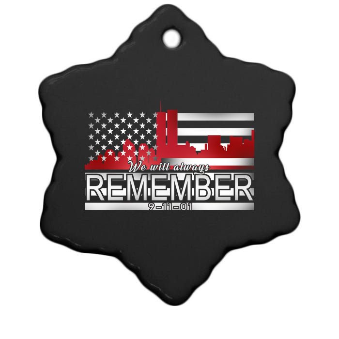 September 11th We Will Always Remember 9-11-01 Ceramic Star Ornament