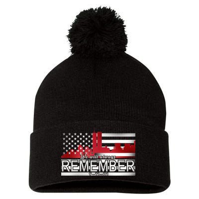 September 11th We Will Always Remember 9-11-01 Pom Pom 12in Knit Beanie