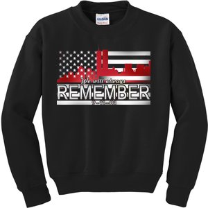 September 11th We Will Always Remember 9-11-01 Kids Sweatshirt