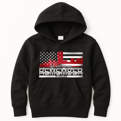 September 11th We Will Always Remember 9-11-01 Kids Hoodie