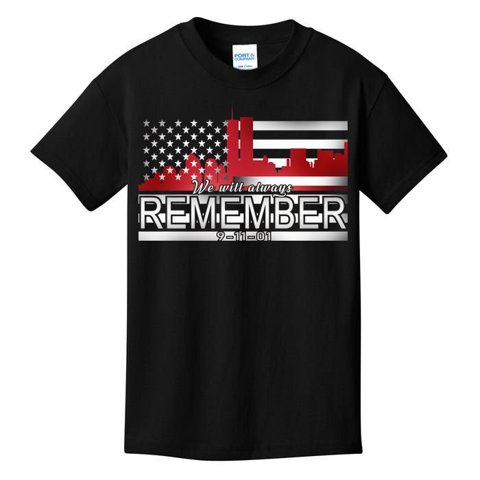 September 11th We Will Always Remember 9-11-01 Kids T-Shirt