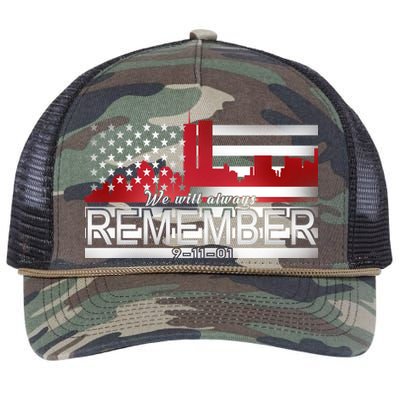 September 11th We Will Always Remember 9-11-01 Retro Rope Trucker Hat Cap