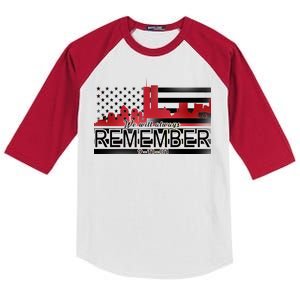 September 11th We Will Always Remember 9-11-01 Kids Colorblock Raglan Jersey