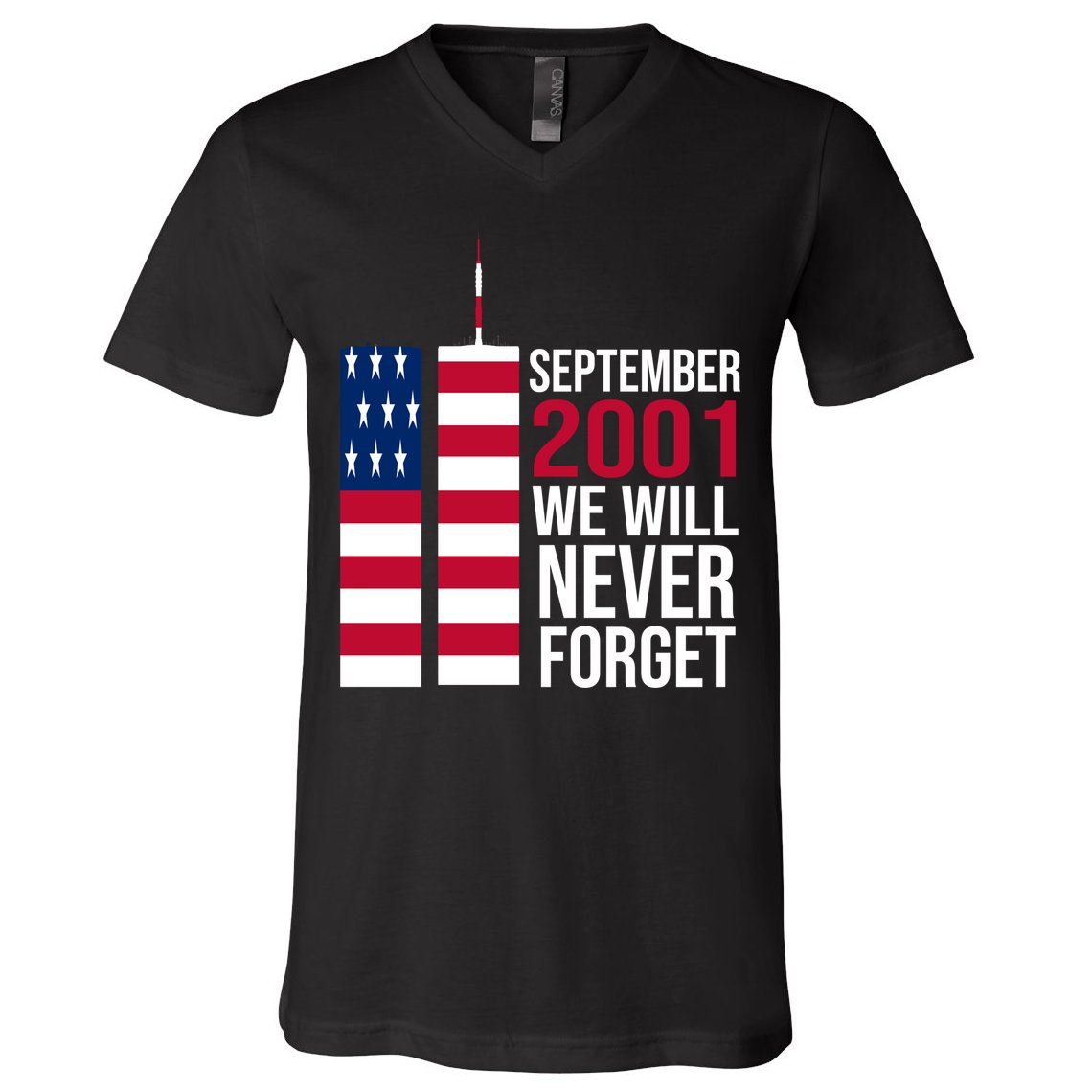 September 2001 We Will Never Forgot 20Th Anniversary 9-11 V-Neck T-Shirt