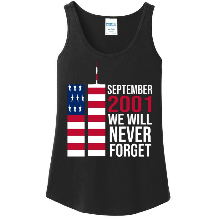 September 2001 We Will Never Forgot 20Th Anniversary 9-11 Ladies Essential Tank