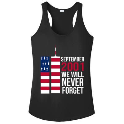 September 2001 We Will Never Forgot 20Th Anniversary 9-11 Ladies PosiCharge Competitor Racerback Tank