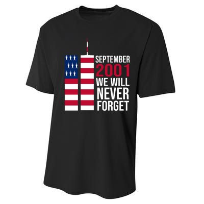 September 2001 We Will Never Forgot 20Th Anniversary 9-11 Performance Sprint T-Shirt