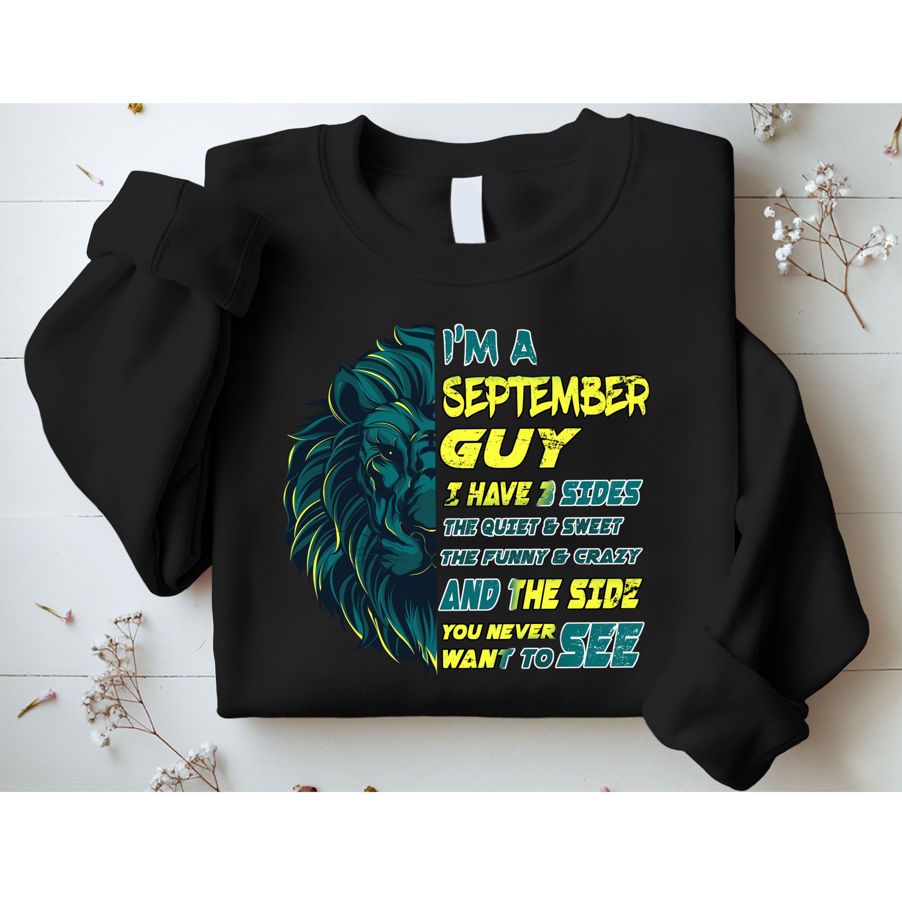 September Birthday Guy Has 3 Sides Sweet Funny Crazy  Sweatshirt