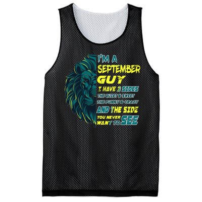 September Birthday Guy Has 3 Sides Sweet Funny Crazy  Mesh Reversible Basketball Jersey Tank