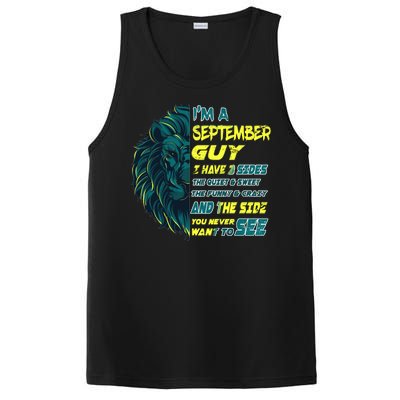 September Birthday Guy Has 3 Sides Sweet Funny Crazy  PosiCharge Competitor Tank