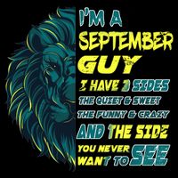 September Birthday Guy Has 3 Sides Sweet Funny Crazy  Women's V-Neck T-Shirt