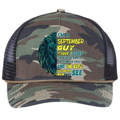 September Birthday Guy Has 3 Sides Sweet Funny Crazy  Retro Rope Trucker Hat Cap