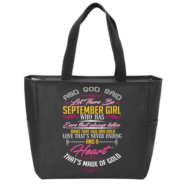 September Girl Always Listens Zip Tote Bag