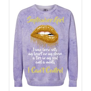 September Girl Born With Fire In My Soul Colorblast Crewneck Sweatshirt