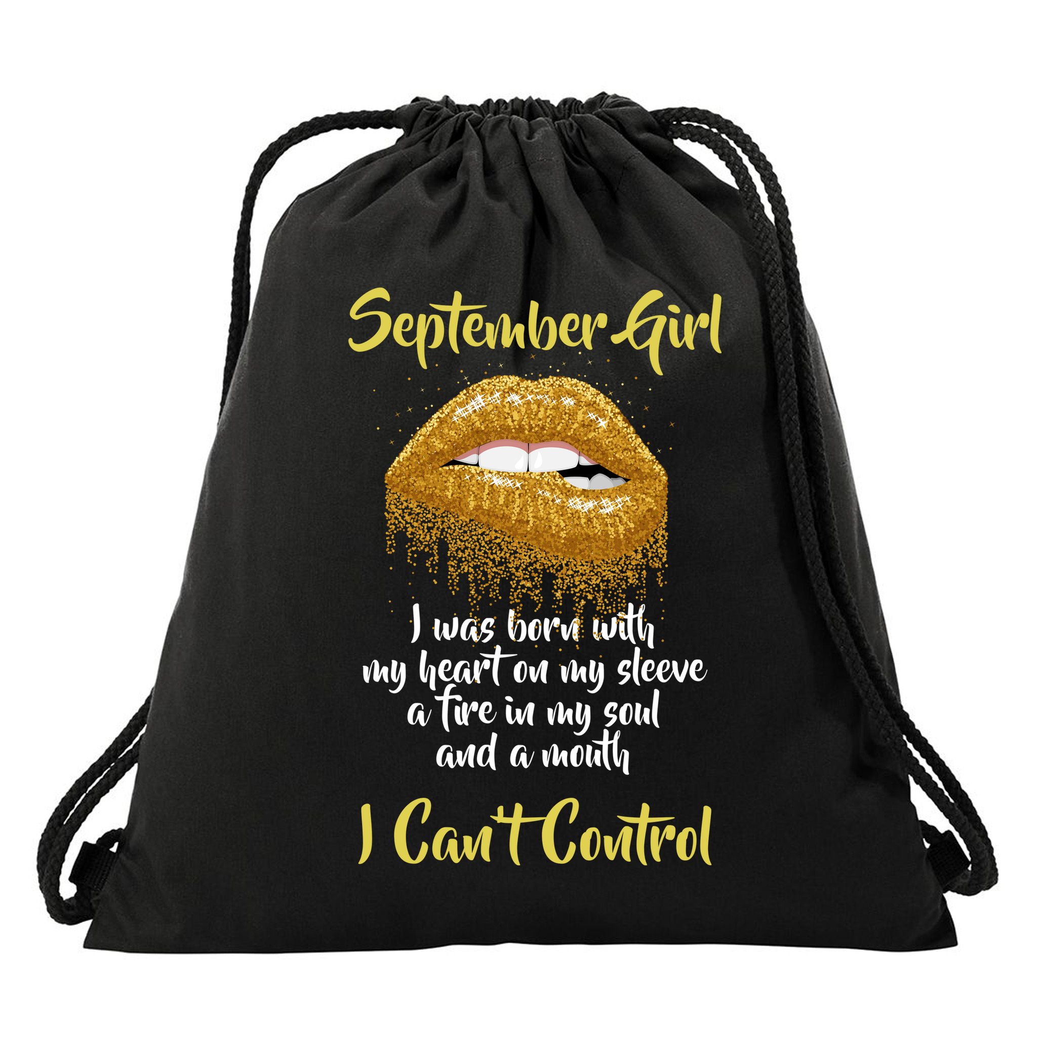 September Girl Born With Fire In My Soul Drawstring Bag
