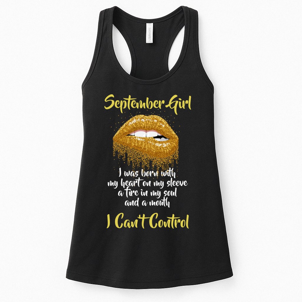 September Girl Born With Fire In My Soul Womens Tank Top