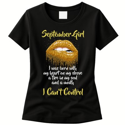 September Girl Born With Fire In My Soul Womens T-Shirt