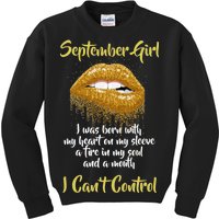 September Girl Born With Fire In My Soul Kids Sweatshirt