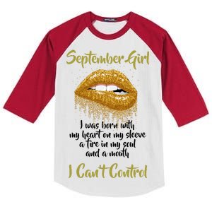 September Girl Born With Fire In My Soul Kids Colorblock Raglan Jersey