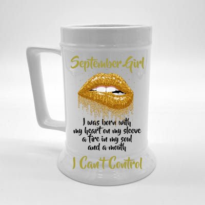 September Girl Born With Fire In My Soul Beer Stein