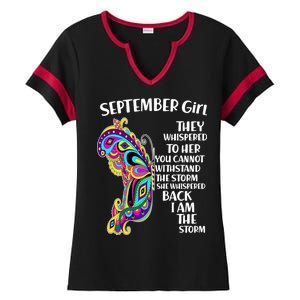 September Girl Paisley Butterfly Ladies Halftime Notch Neck Tee