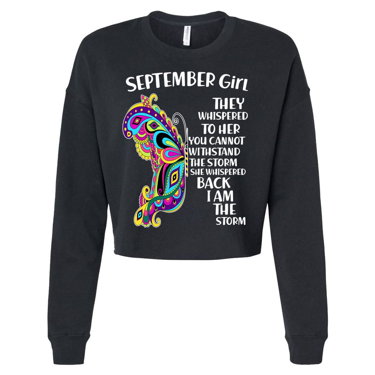 September Girl Paisley Butterfly Cropped Pullover Crew