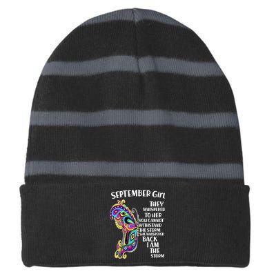 September Girl Paisley Butterfly Striped Beanie with Solid Band