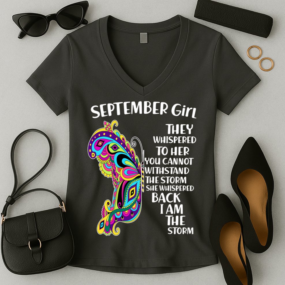 September Girl Paisley Butterfly Women's V-Neck T-Shirt