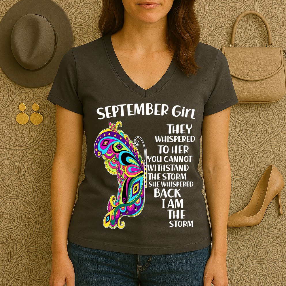 September Girl Paisley Butterfly Women's V-Neck T-Shirt
