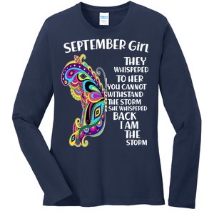 September Girl Paisley Butterfly Ladies Long Sleeve Shirt