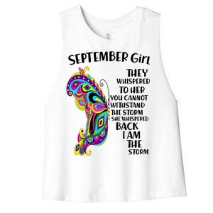 September Girl Paisley Butterfly Women's Racerback Cropped Tank