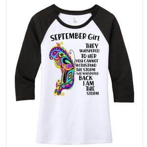 September Girl Paisley Butterfly Women's Tri-Blend 3/4-Sleeve Raglan Shirt