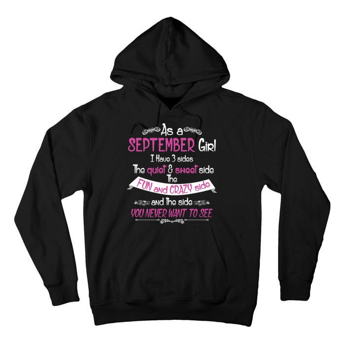 September Girl Sweet But Crazy Funny Birthday Tall Hoodie