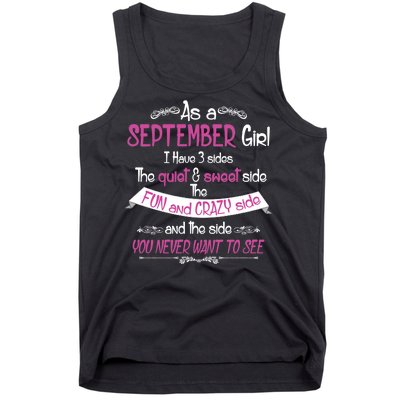 September Girl Sweet But Crazy Funny Birthday Tank Top