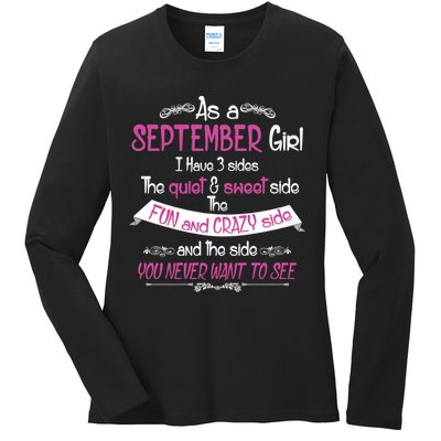 September Girl Sweet But Crazy Funny Birthday Ladies Long Sleeve Shirt