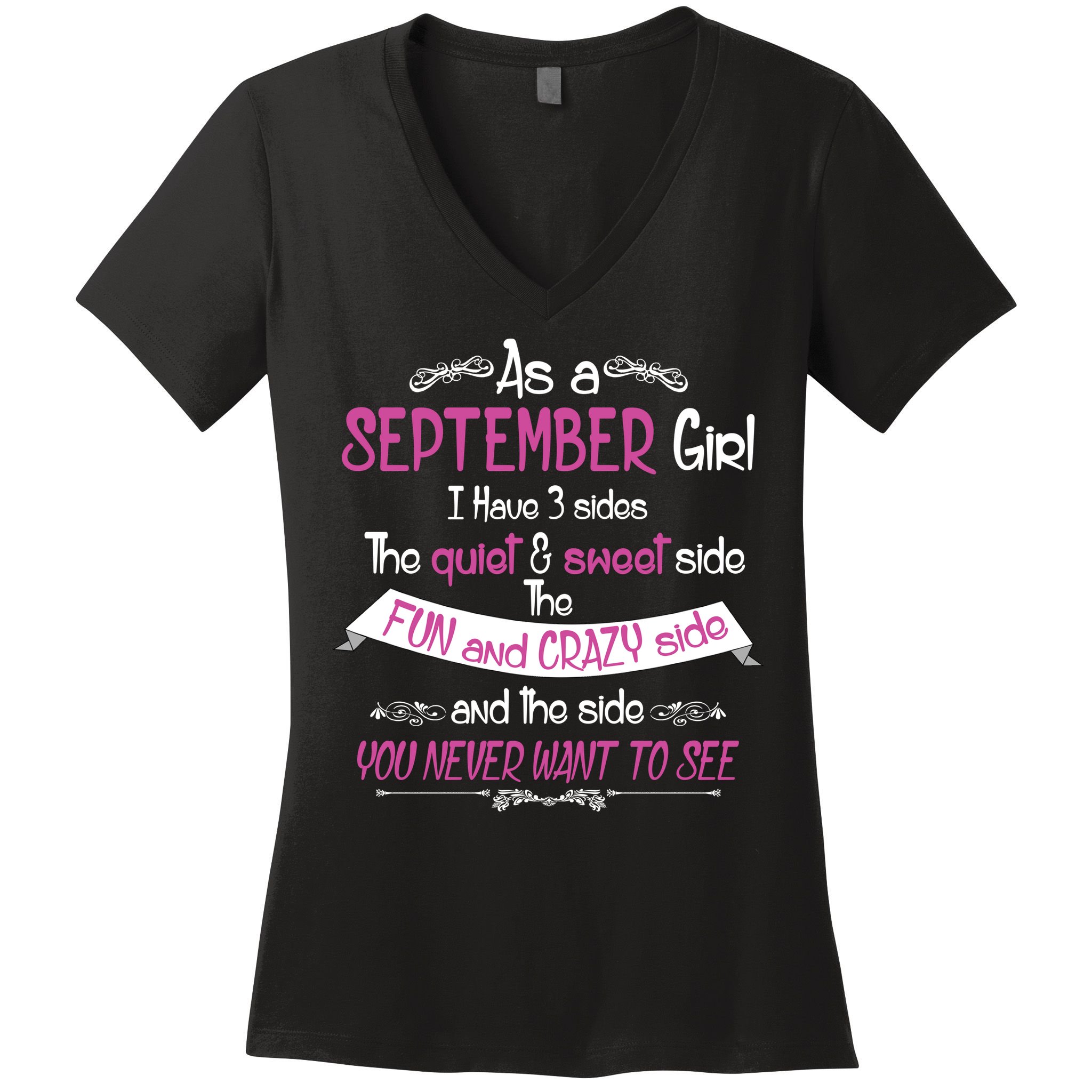 September Girl Sweet But Crazy Funny Birthday Women's V-Neck T-Shirt