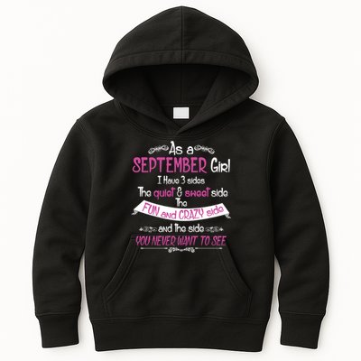 September Girl Sweet But Crazy Funny Birthday Kids Hoodie