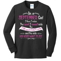 September Girl Sweet But Crazy Funny Birthday Kids Long Sleeve Shirt