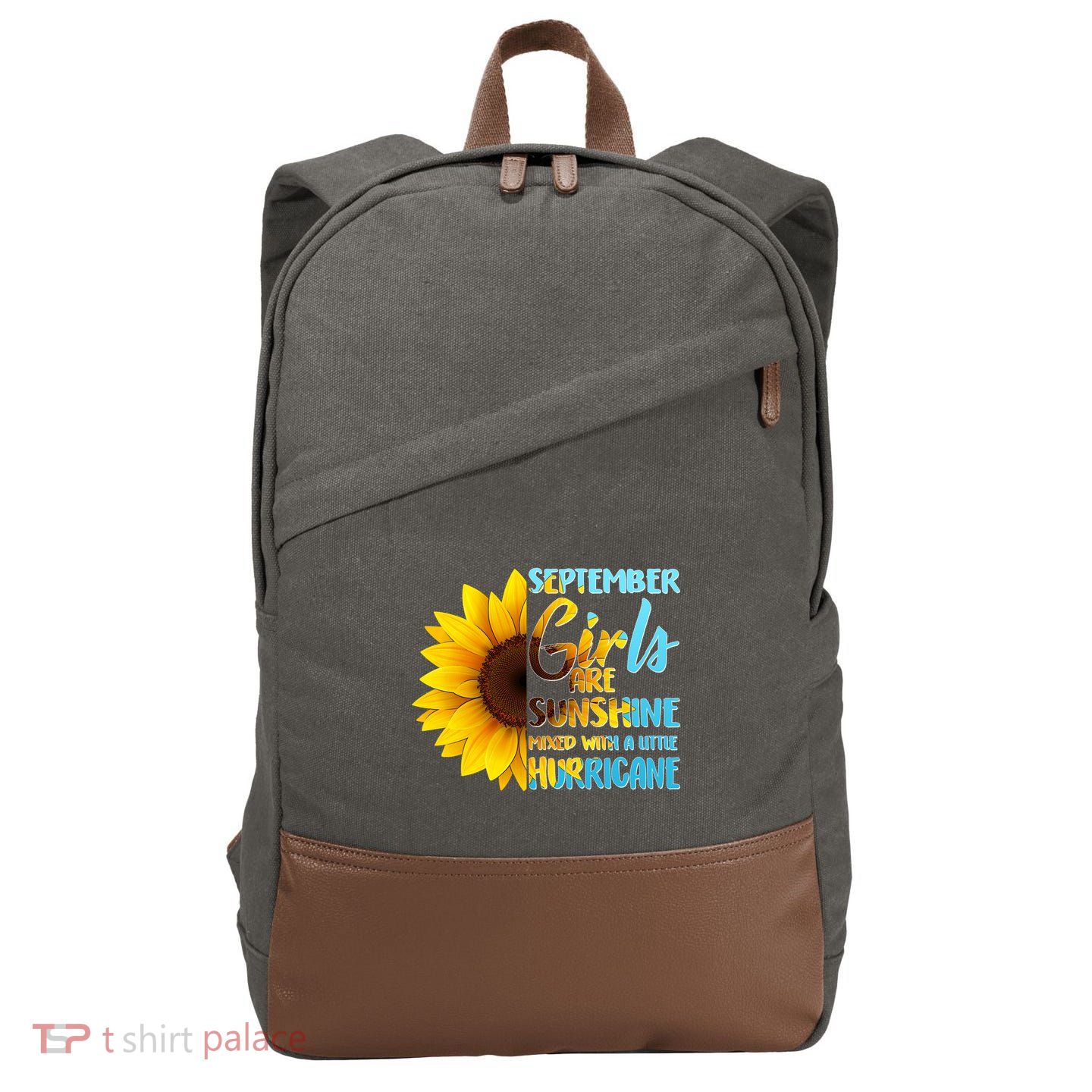 September Girls Are Sunshine Mixed With A Little Hurricane Cotton Canvas Backpack