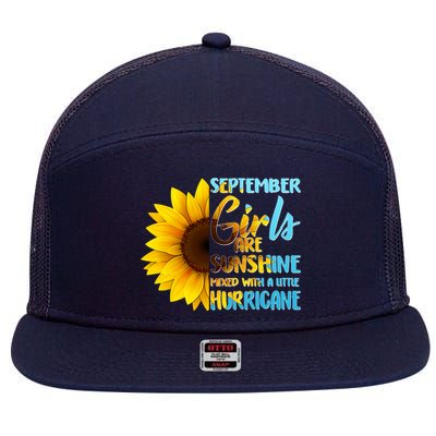 September Girls Are Sunshine Mixed With A Little Hurricane 7 Panel Mesh Trucker Snapback Hat